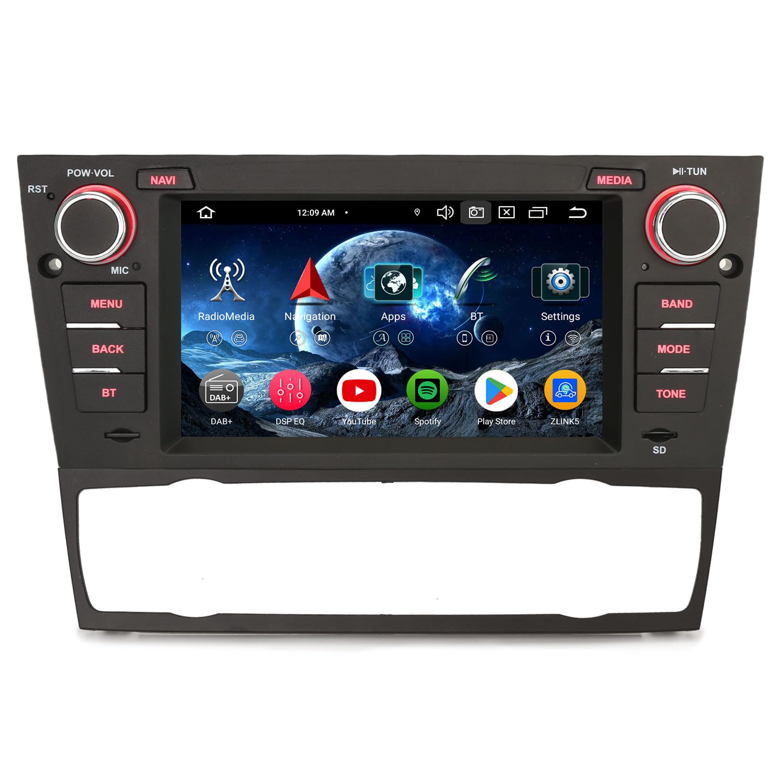 Erisin 8-Core 4GB+64GB 7 pollici IPS Schermo Tattile Android 14 Autoradio Bluetooth GPS Navigatore per BMW Serie 3 E90 E91 E92 E93 M3 Supporto CarPlay Android Auto WiFi 4G DSP DAB+ USB FM OBD2 Canbus