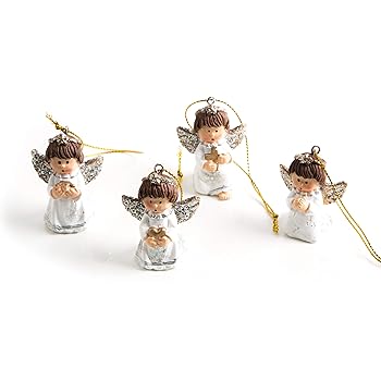 Immagini Di Angioletti Di Natale.Set Di 4 Angioletti Pendenti 5 Cm Con Cordino Colore Bianco Oro Argento Decorazione Per Albero Di Natale Angelo Custode Da Appendere Per Prima Comunione Natale Regalo Decorazione Amazon It Casa E Cucina