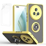 Case for Honor Magic 5 Pro 5G with Ring Kickstand - Soft Skin Feeling - Semitransparent - Anti-Scratch Liquid Silicone Shock-Absorbing (Yellow, Magic 5 Pro)