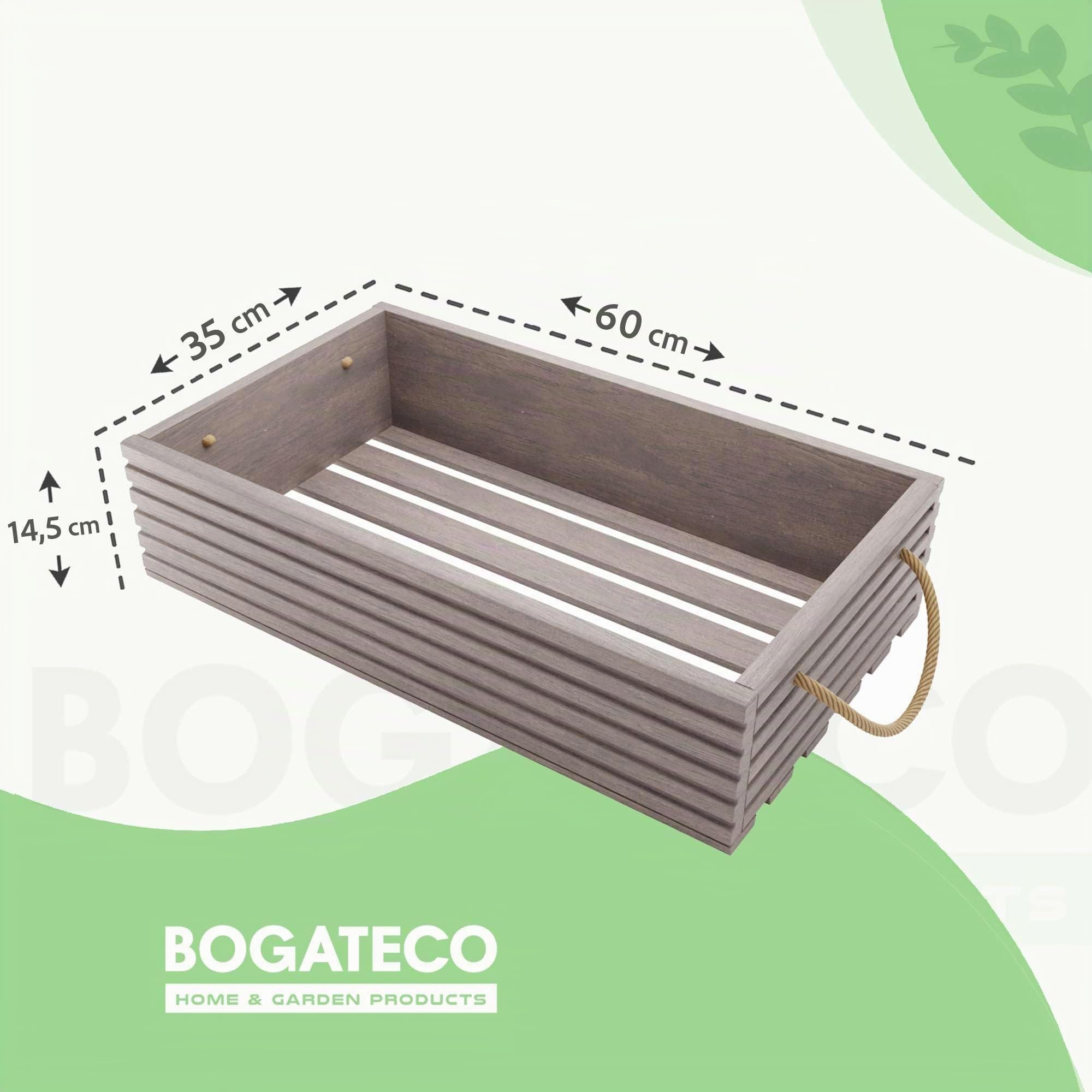 BOGATECO Scatola in legno naturale | 60x35x14,5 cm | Decorativa in legno | Per frutta e verdura | Conservazione