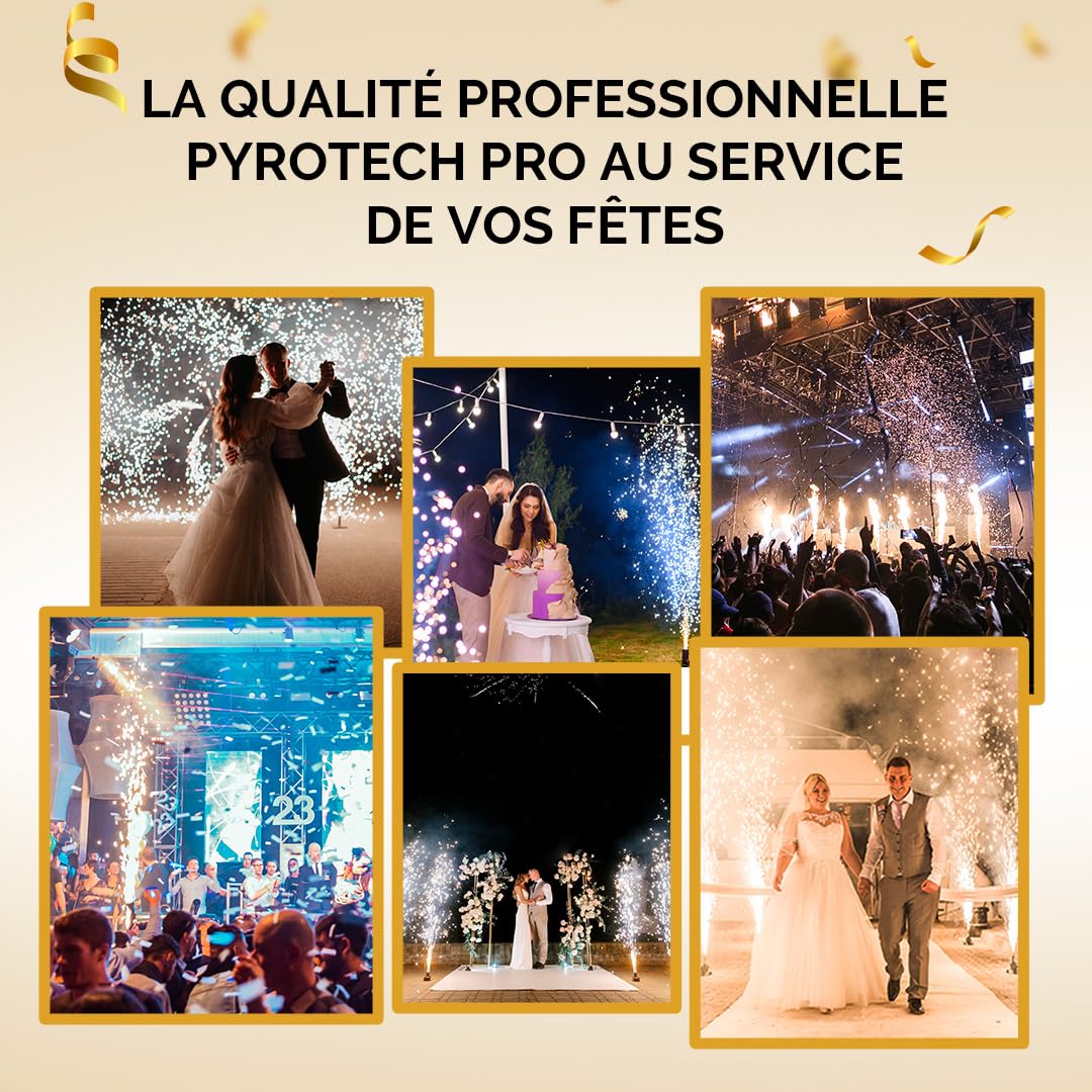 SPARKLERS CLUB 5 Jets de Scène Premium Pyrotech PRO SANS ODEUR SANS FUMÉE - Nouveauté 2024 Jet de scène Artifice d'Intérieur à Étincelles Froides pour Mariage - Design VIP - Catégorie T1 (3M 60SEC)