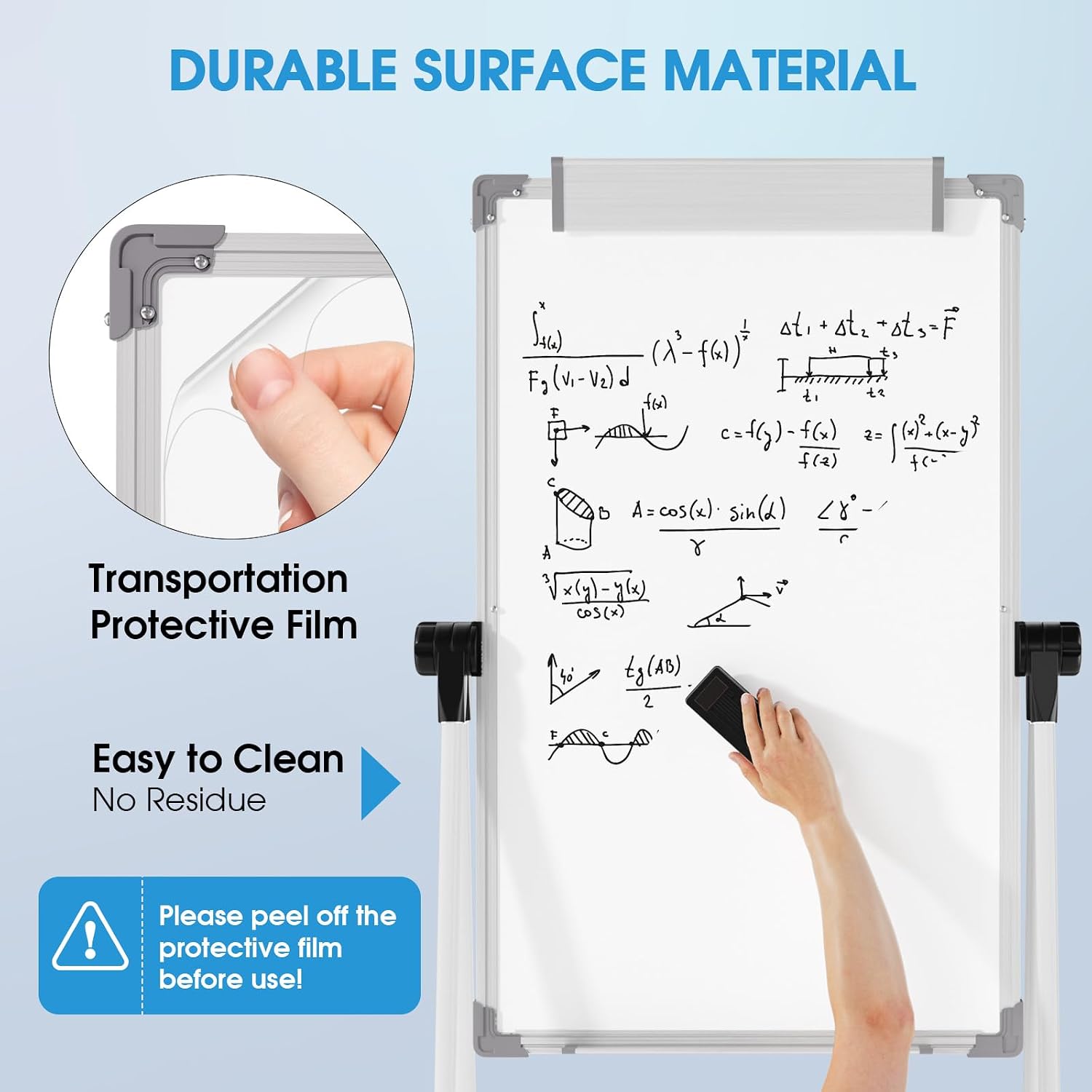 MaxGear Large Whiteboard with Stand 36" x 24" Double-Sided Easel Whiteboard Monthly Calendar,Height Adjustable, Foldable, Portable Dry Erase Board for Home, Office, Classroom Planning, Teaching