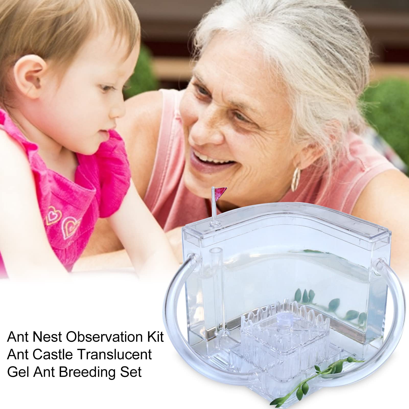 Fourmilière Enfant, Gel Fourmilière avec Démarrage pour Fourmis, Nid Fourmilière Transparent en Acrylique avec Loupe