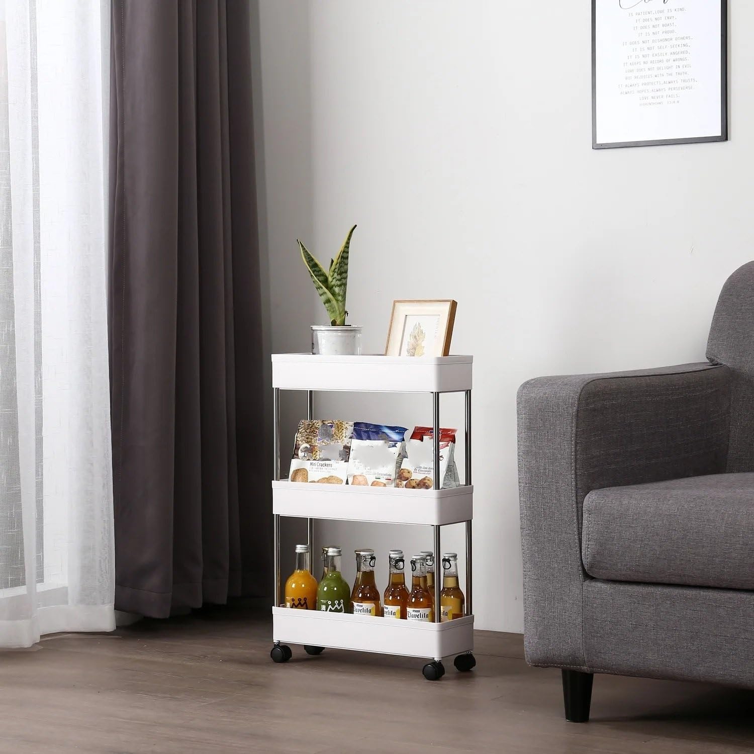 Carrello sottile a 3 strati su ruote, scaffale mobile ultra sottile per cucina e bagno, spazio stretto multifunzionale