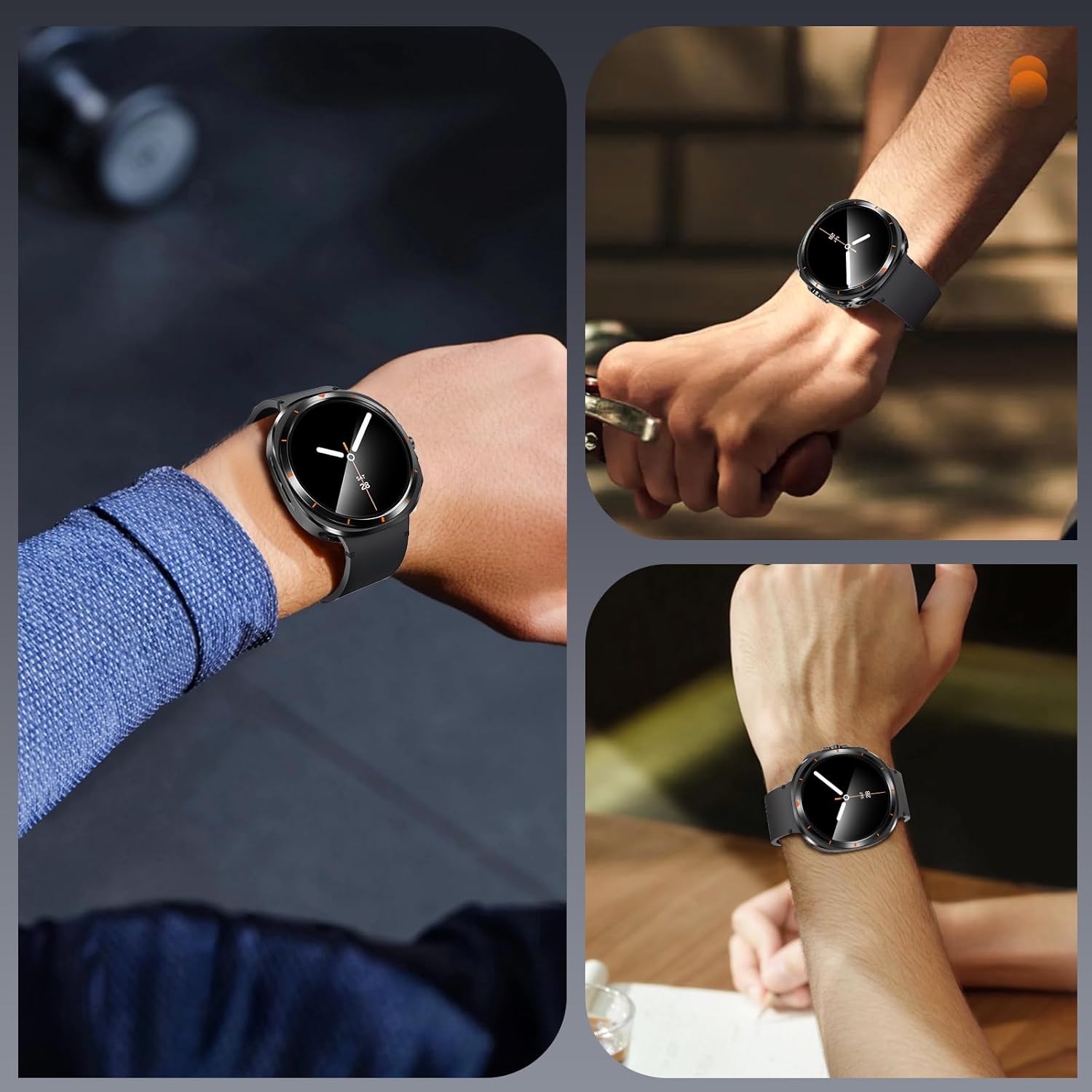 LETOID 3 in 1 Metal Case for Samsung Galaxy Watch 8 Screen Protector 40mm, Stainless Steel Protective Bumper Face, Hard PC Back Cover and 9H Tempered Glass Film for Galaxy Watch8 - Image 7