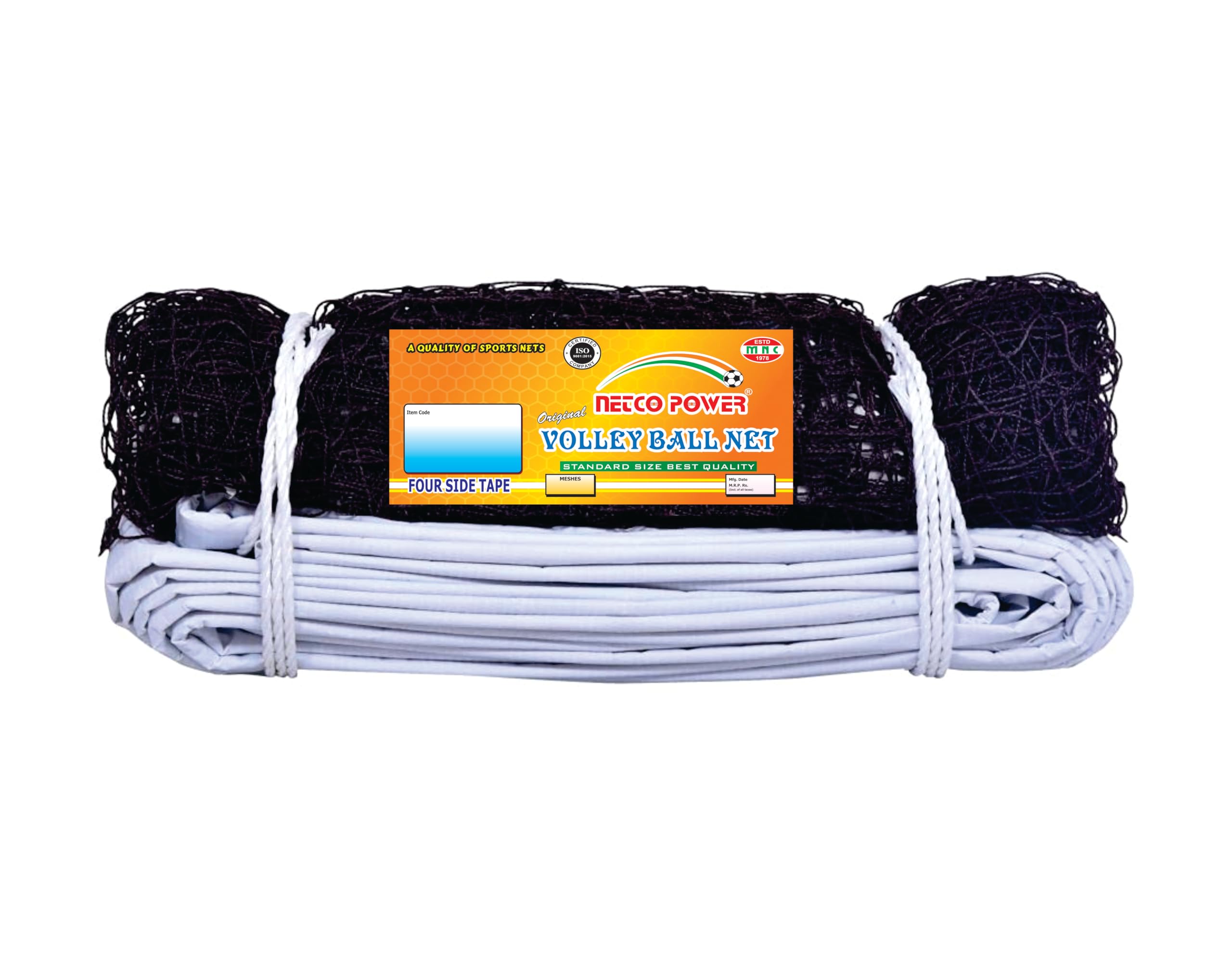 Netco Power Volleyball Nylon Net Standard Size for Sports Training Practice and Fun (Tow Side tap) Black (No 280) Size 32.5 FUT x 3 FUT-image-35