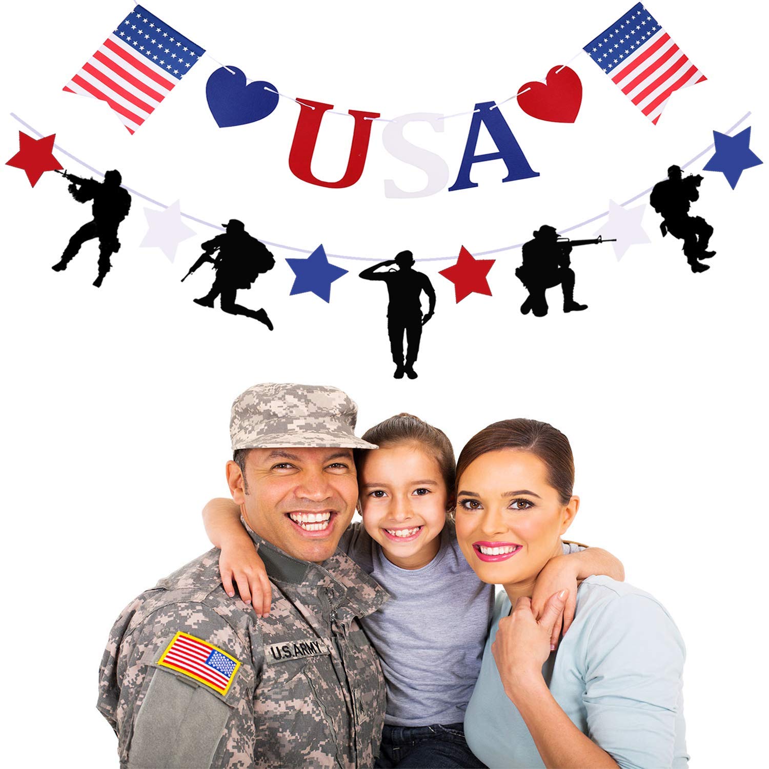 Military ARMY Party Decoration Banner - Patriotic Soldier Banner For Memorial Day, Veterans Day, Army Theme Parties - View #2