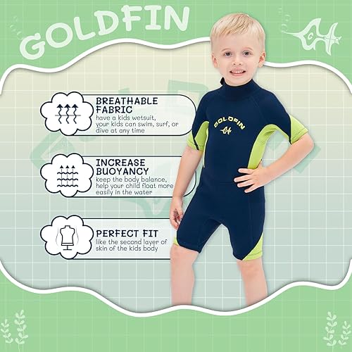 Miniatura 7 de Goldfin Traje de neopreno para niños y niñas, de 0.118 pulgadas, con cremallera trasera, para niños y jóvenes, para mantener el calor para agua