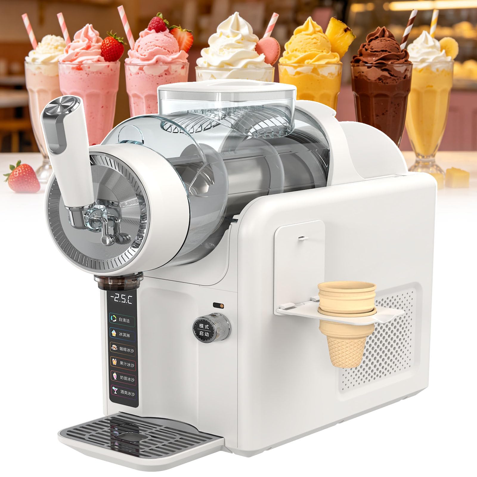 SICWEDIM Slushie Maker Machine 185w,No Ice,5 Preset Slushy Machine For Granita & Slush,2L Soft Serve Ice Cream Maker W/ 360° Mixing, Self-Clean Barrel, 8-10 Servings In 15 Mins (White)