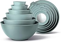 Vista 25 de Cook with Color - Juego de tazones para mezclar de caucho termoplástico (TPR) con tapas, 12 unidades, 6 tazones de preparación y 6 tapas, aptos