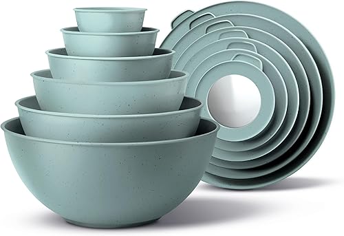 Miniatura 25 de Cook with Color - Juego de tazones para mezclar de caucho termoplástico (TPR) con tapas, 12 unidades, 6 tazones de preparación y 6 tapas, aptos