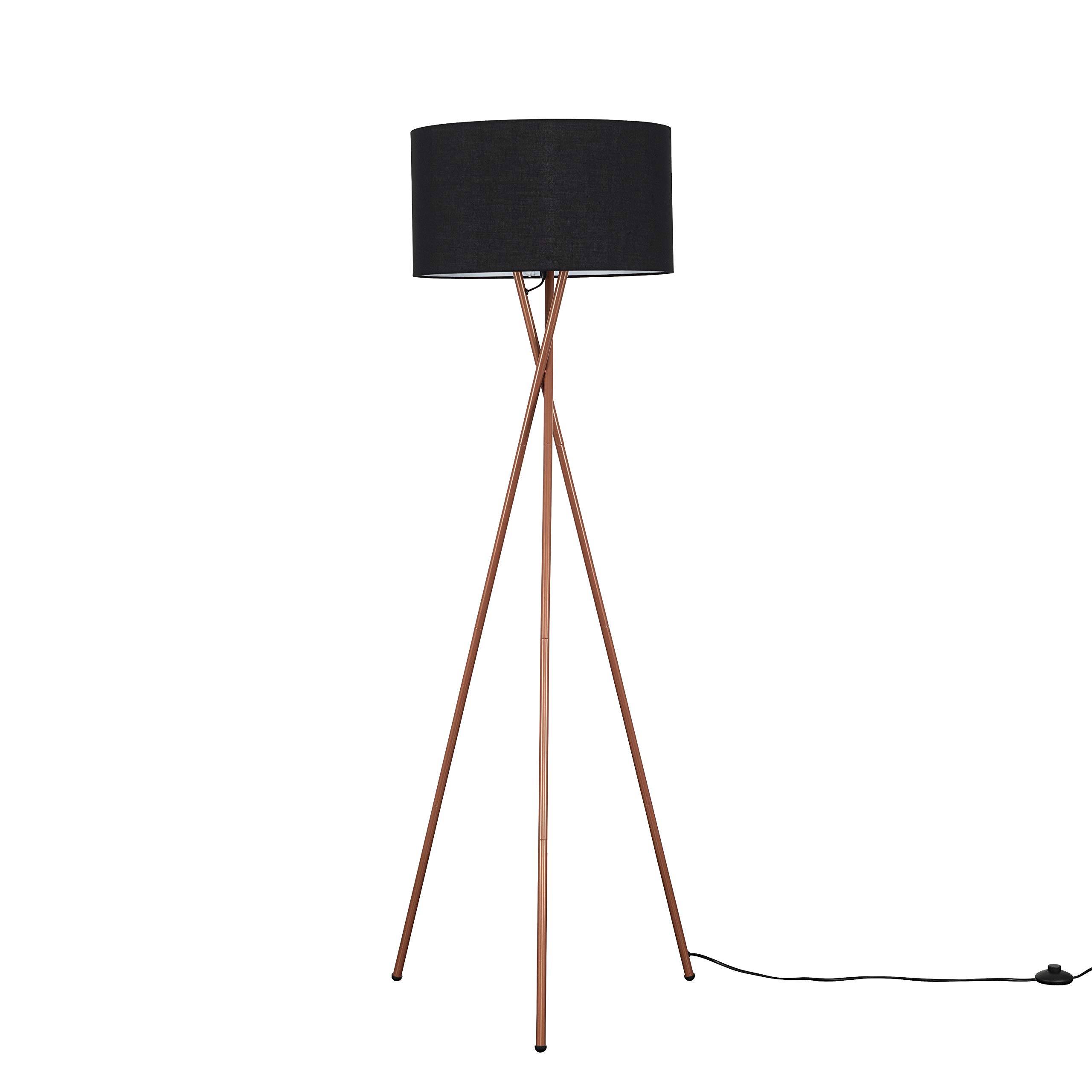 MiniSun | Modern Copper Metal Tripod Floor Lamp with a Black Shade | Floor Lamps & Torchieres, Home Décor, Improvement & Lifestyle Essential