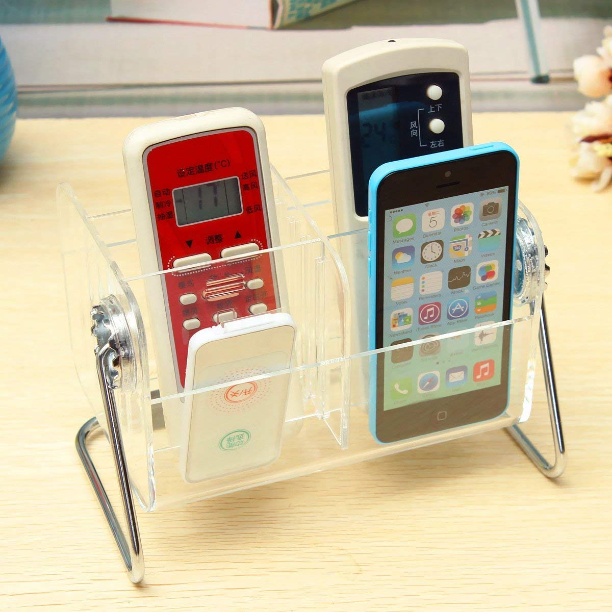 RABBONIX Multipurpose Acrylic Remote Control Holder Stand Organizer For Home & Office (18 * 12 * 11 Cm, Transparent, Stationery) 1