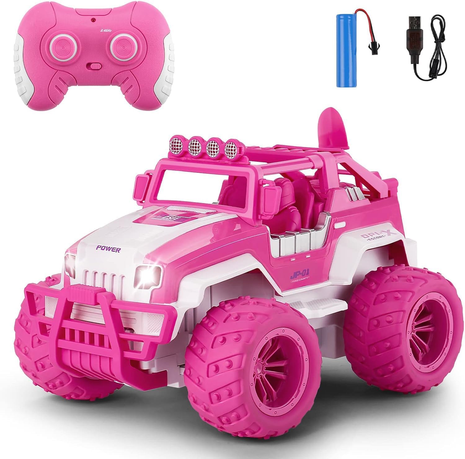 Unicorn Pink Remote Control Monster Truck, Electric Offroad RC Cars, For Jeep Remote Control Car for Girls Kids, 1:14 Scale
