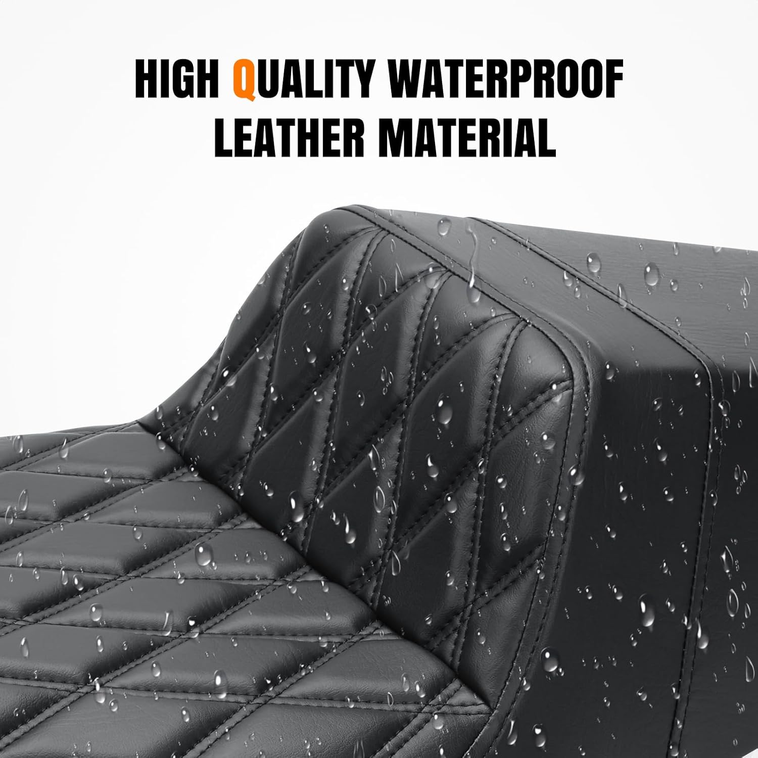 LKV Motorcycle 2-Up Driver Passenger Seat Cushion Pad Compatible with Harley Davidson Sportster Iron 883 1200 XL 48 72 2004-2006 & 2010-2022,Two Up seat for 3.3-4.5 GAL (Diamond)