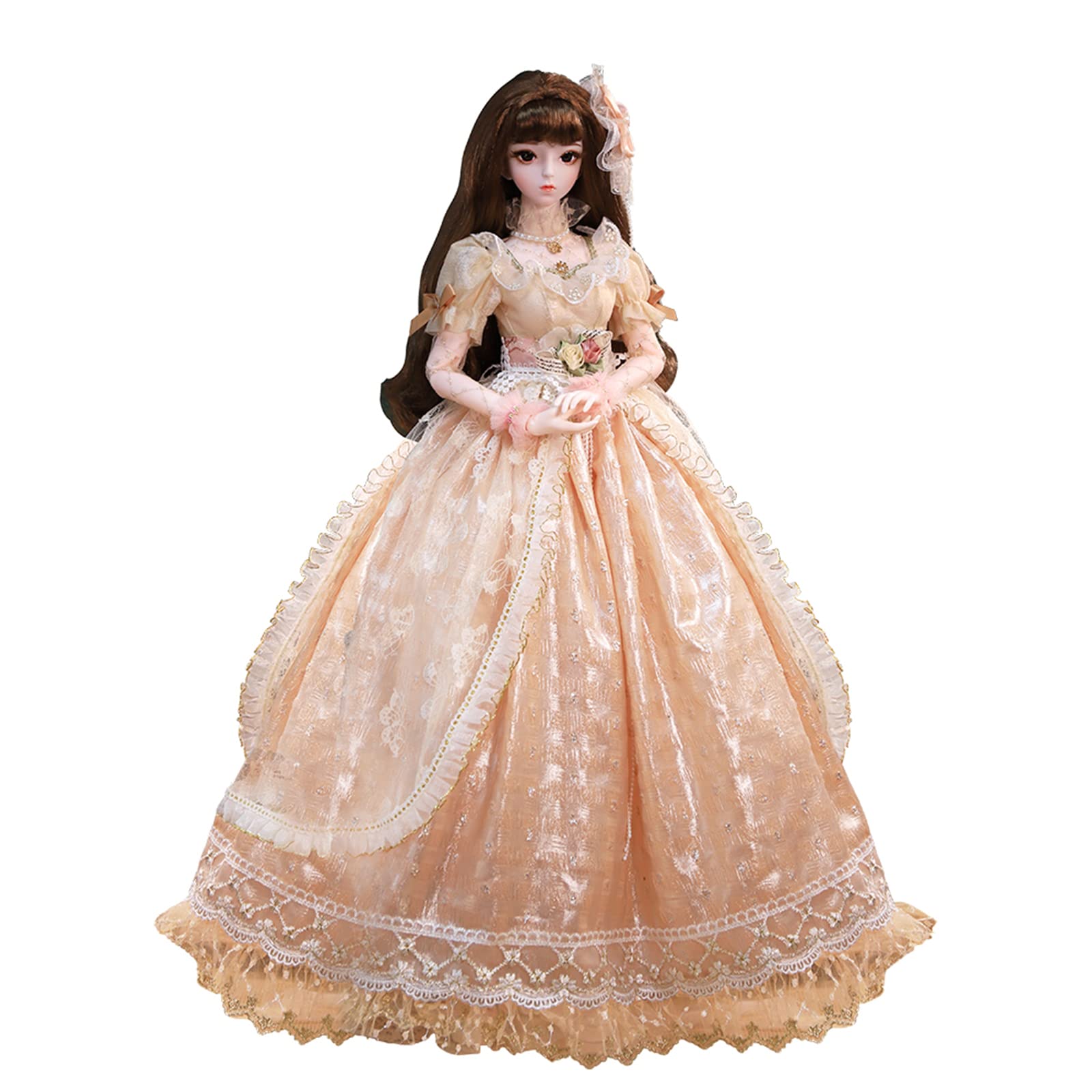 BJD Doll 1/3 - 24 Inch Mechanical Joint Body Brown Hair Blonde Hair British Style Outfits Shoes SD Anime, Gift for Girls Doll Lovers (Miki)