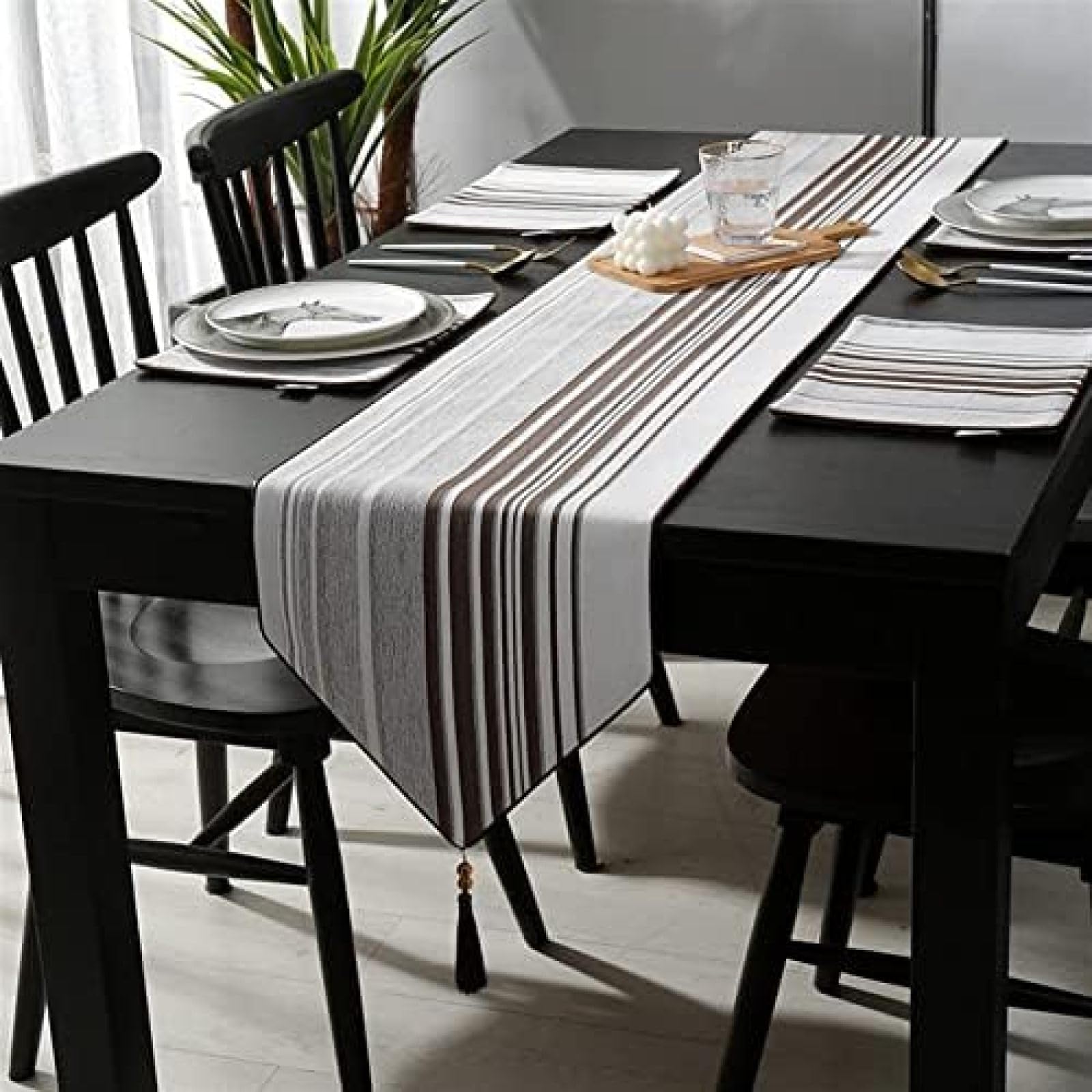 WDCDYQDH Simple Modern Fashion Table Runner Stripe Embroidery Mat Bed Flag Tablecloth Cloth Decoration (groen 32 * 140cm) (Oranje (blauw A 32 * 280cm) Oranje 32 * 260cm (bruin 32 * 240cm)