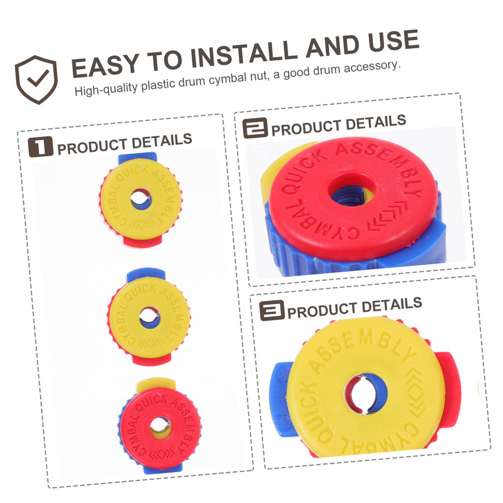 FAVOMOTO 5pcs Cymbal Quick Release Cap Drum Nuts Replacement for Drum Set Accessories Random Color