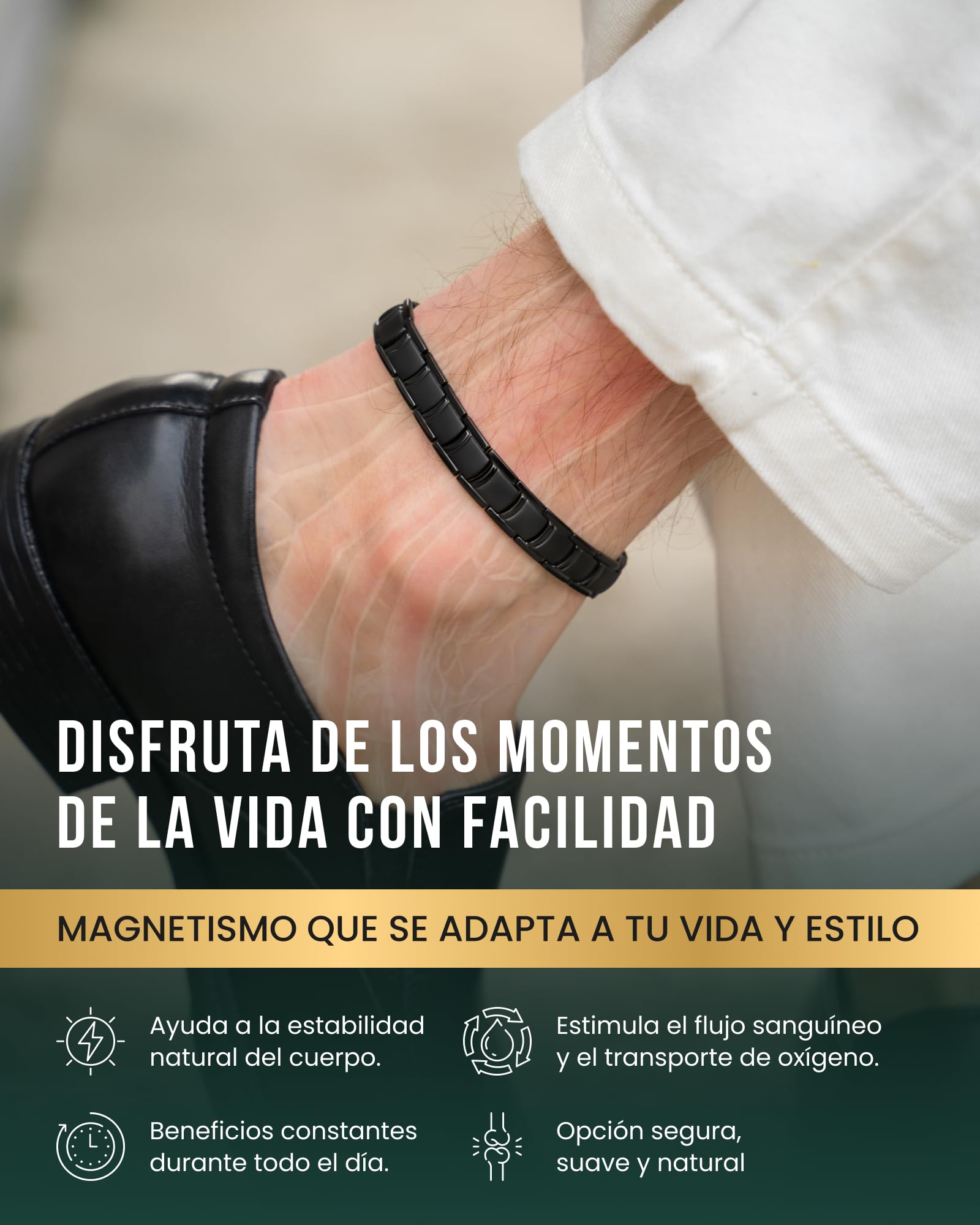 MagnetRX® Tobillera Magnética Terapéutica - Tobillera Hombre con Imanes Magnetoterapia para el Alivio de la Artritis -Tamaño Ajustable con Herramienta Incluida (Negra)