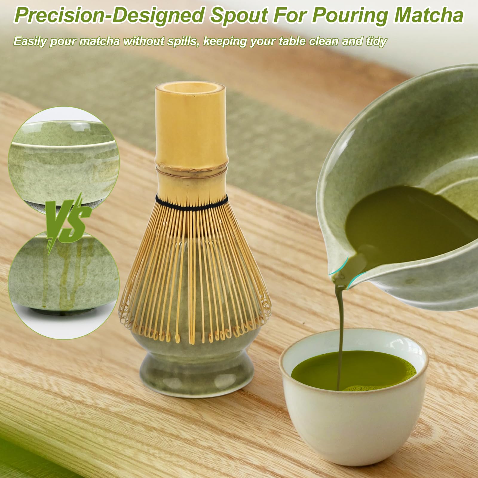 Matcha Kit, 6 Pezzi Matcha Set con Ciotola per Matcha, Frusta Matcha in Bambù, Cucchiaino, Supporto per Frusta, Macha Tea Kit per Perfetto per Preparare Tè Matcha