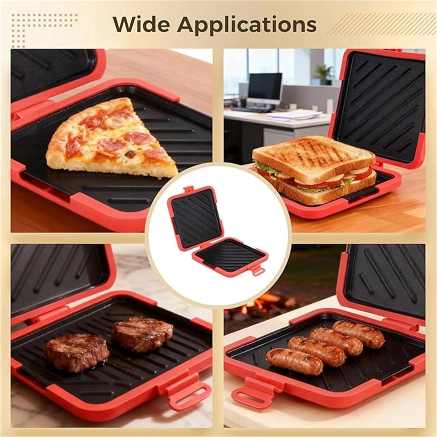 Microwave Sandwich Maker,Sandwich Toaster,Nonstick Plate Panini Maker,Grilled Cheese & Toastie Maker,Dishwasher Safe(Blue A)