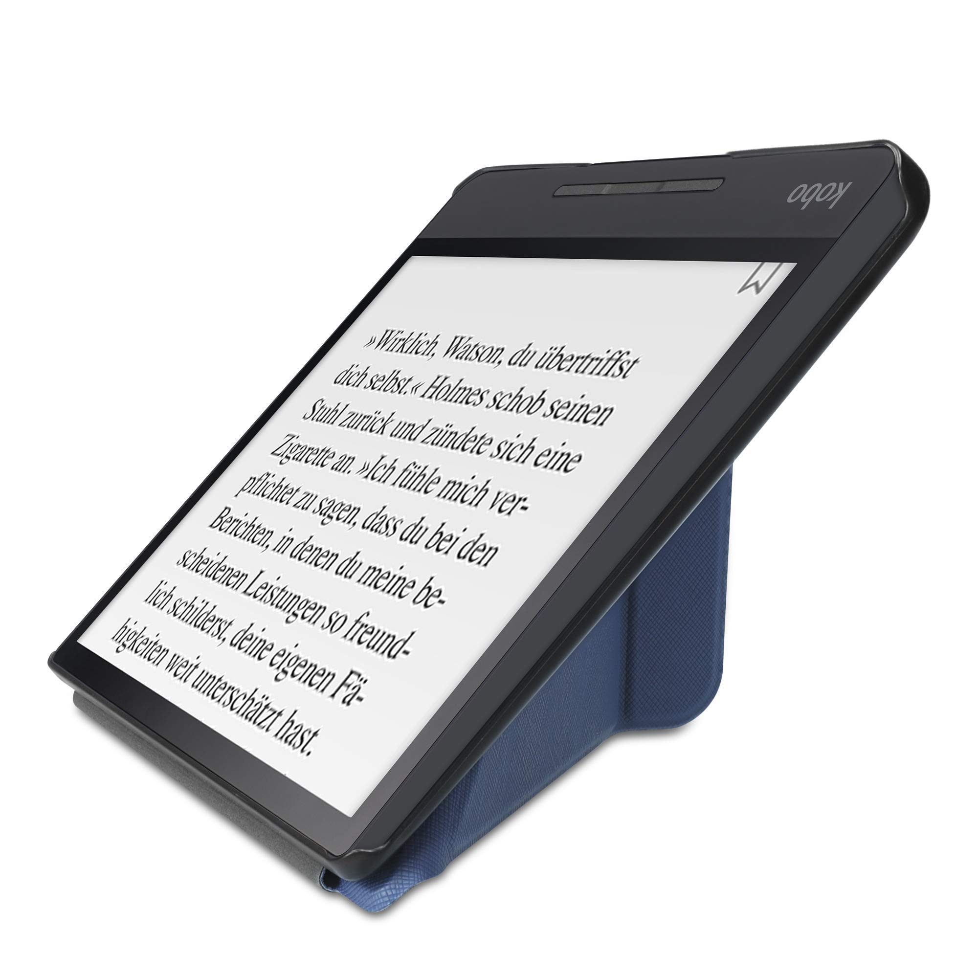 kwmobile Custodia Pieghevole Compatibile con Kobo Forma Cover - Cover Magnetica Pelle PU eReader - blu scuro