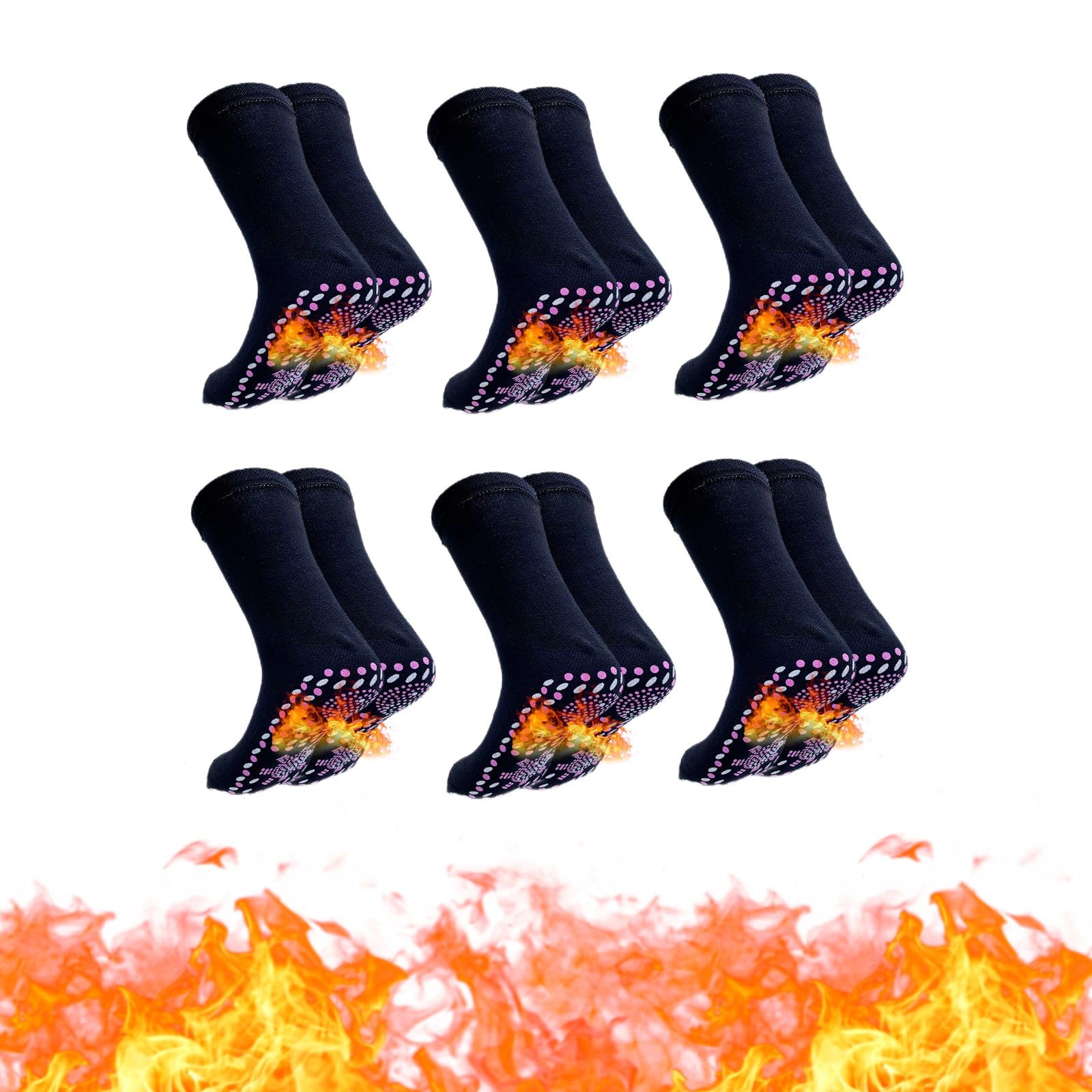 Lmaray Tourmaline Slimming Health Sock, Acupressure Self-Heating Shaping Socks, washable anti skid magnetic therapy socks for men women Foot Massage Thermotherapeutic (6 pairs-black)