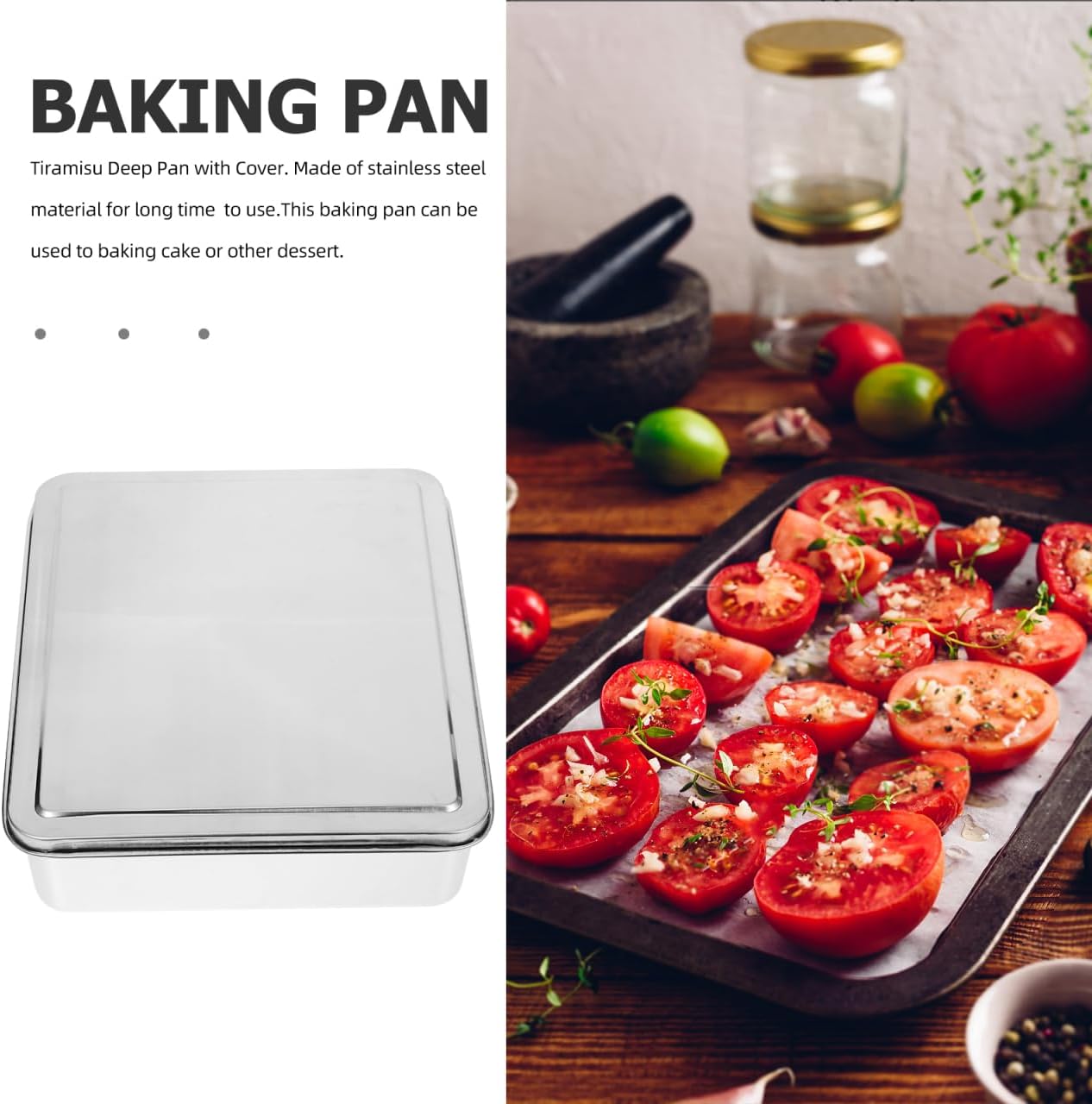 Stainless Steel Covered Cake Pan 11X9 Cake Baking Pan with Metal Lid Cake Baking Box - Image 6