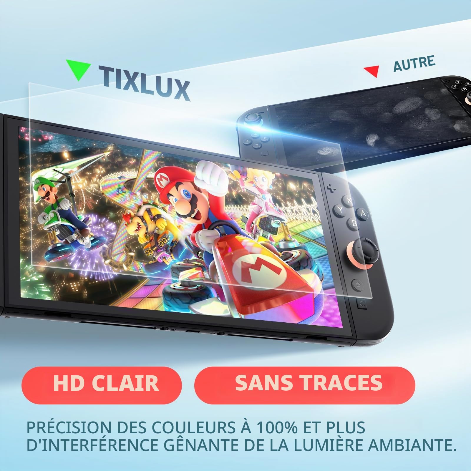 Tixlux Lot de 3 Verre Trempé Compatibles avec Nintendo Switch 2 (2025), Film Protections d’Écran, Dureté 9H, Anti-Rayures, Ultra Transparent, Sans Bulles, Installation Facile