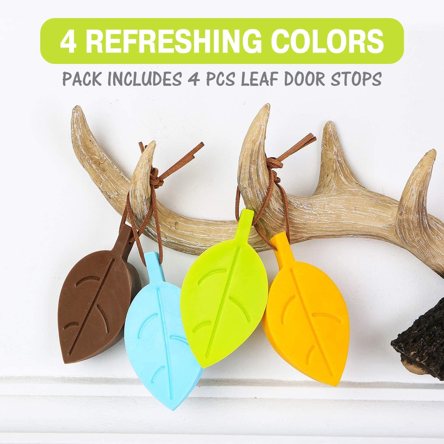 Hоlіdау Dеаlѕ 🛒 Leaf Style Door Stoppers Set - Silicone Rubber Stoppers Colorful Door Stopper Finger Protector Rubber Door Stopper with Holders Silicone Window/Door Stops Baby Door Wedge Stopper for Home and Office