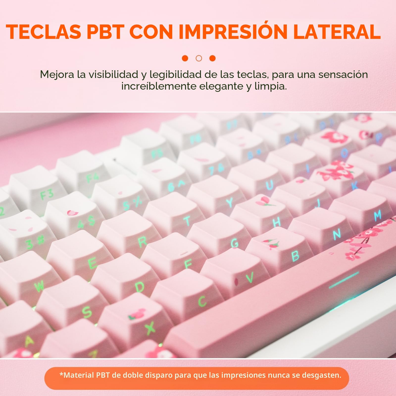 DAREU EK75PRO Sakura Pink Teclado Gaming Rosa,75% RGB Hot-Swappable Teclado mecánico cremoso con Perilla,2.4Ghz/BT5.1/USB-C, Montaje de Junta, PBT Keycaps, Linear Dream Switch para Win/Mac