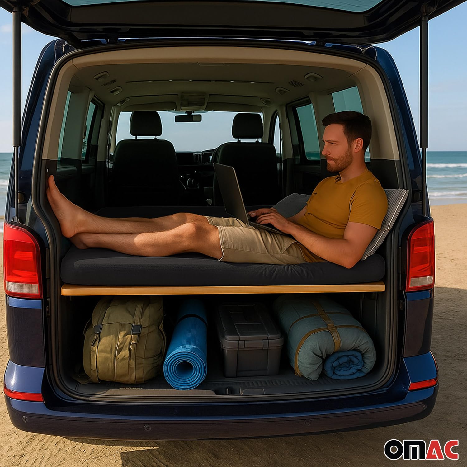 OMAC Multiflexboard Bettverlängerung Ablage Compatible con VW Multivan T5 T6 2003-2024