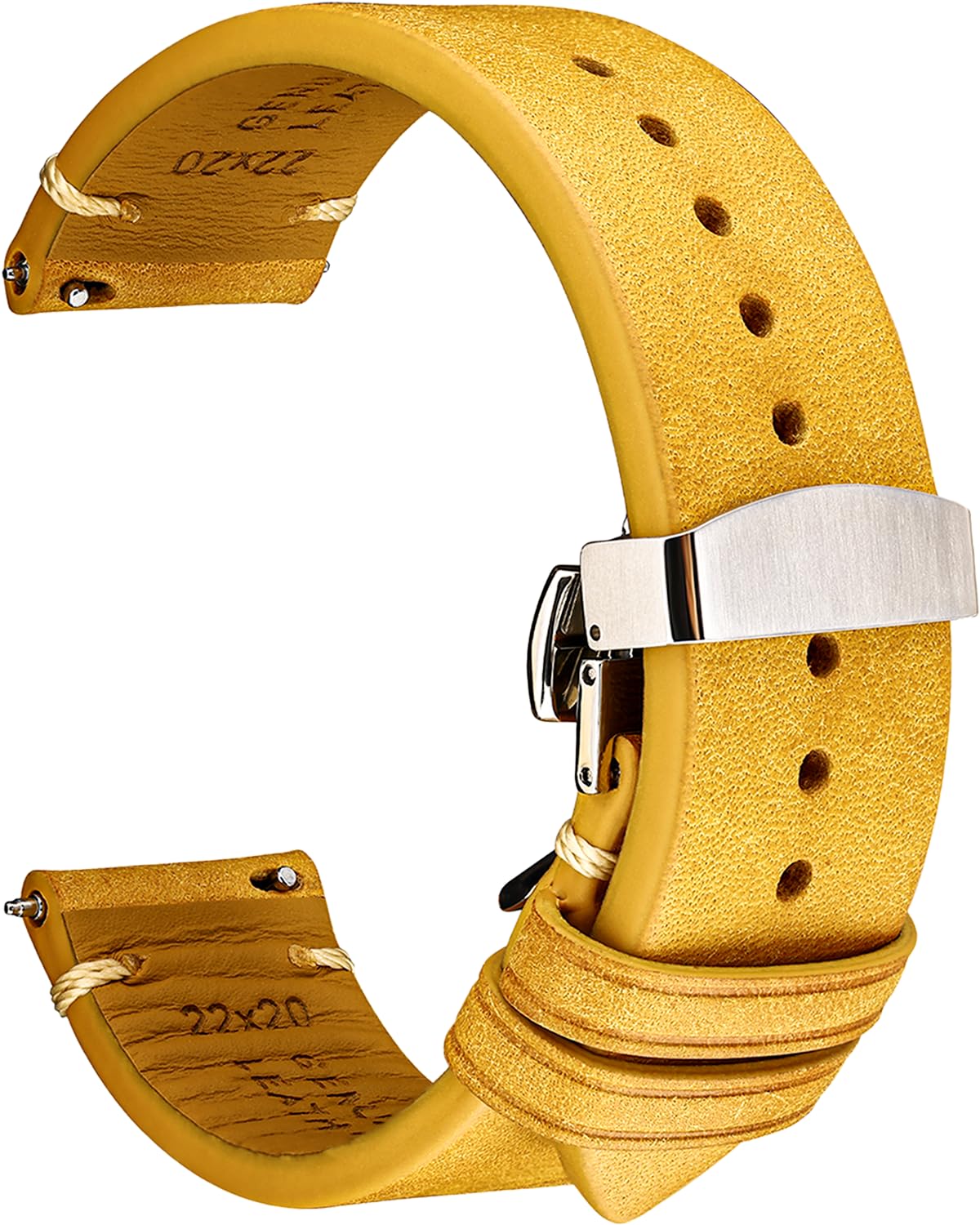 REZERO Bracelets de Montre en Cuir, Cuir de Veau Italien Top-Grain, Bracelet de Remplacement Finition Mate Vieillie pour Homme, Femme 18mm 19mm 20mm 21mm 22mm 23mm 24mm