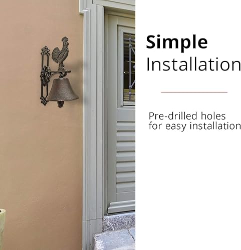 Miniatura 9 de NACH Timbre de cena y timbre de hierro fundido rústico negro montado en la pared, timbre de cabeza de alce, 5 x 8.5 x 9 pulgadas, JS-90-089