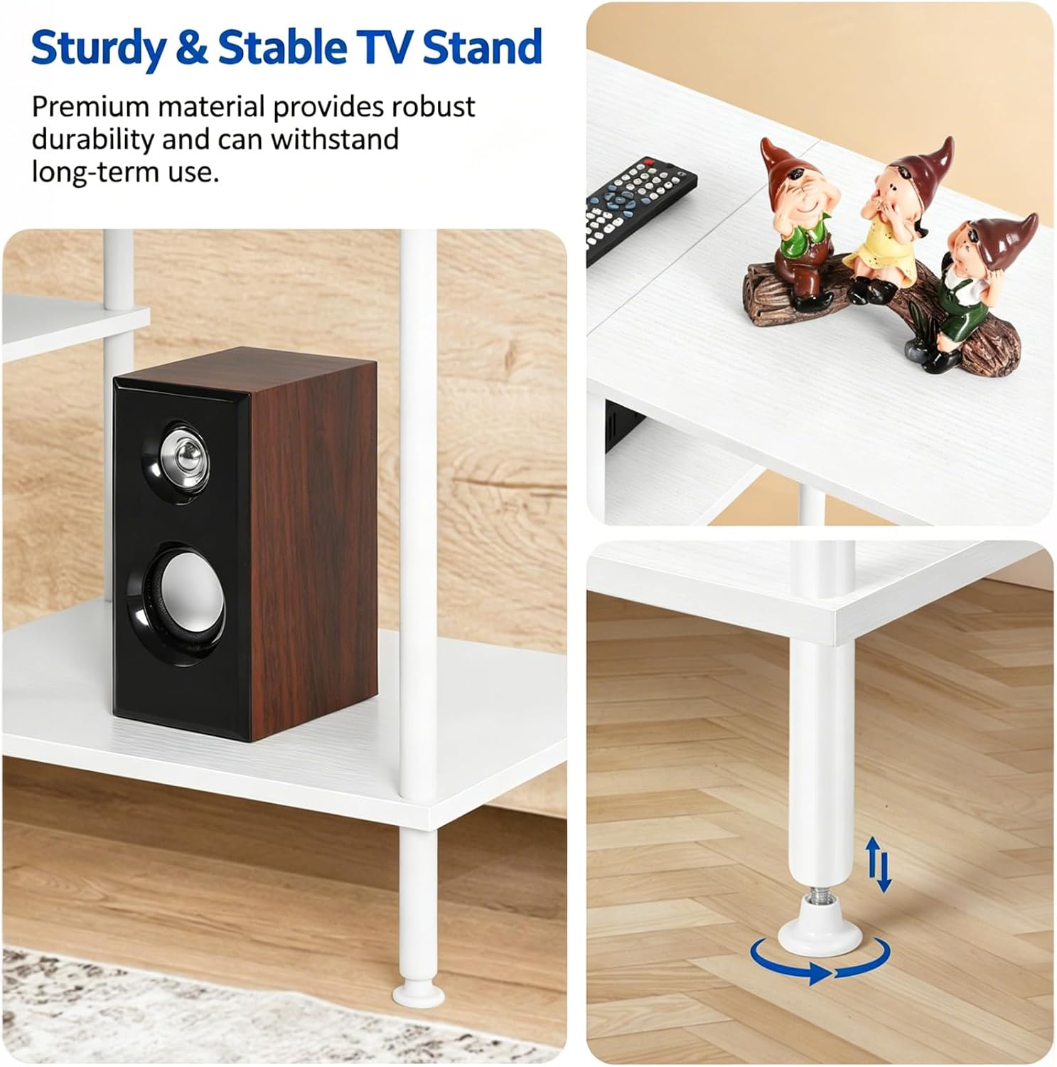 50 Inch TV Stand for Living Room White Entertainment Center with Open Storage Shelves Small TV Console Table Bedroom TV Media Cabinet for 50 43 40 32 Inches TV