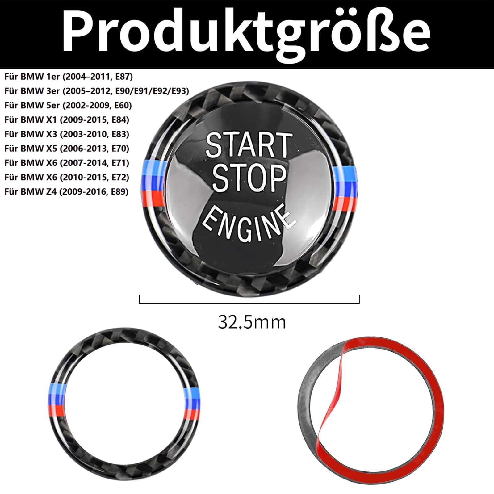 Przycisk rozrusznika silnika Sports Start Stop dla BMW 3 5 X5 X6 E90 E91 E92 E93 E60 E70 E71 Z4 (czarny)