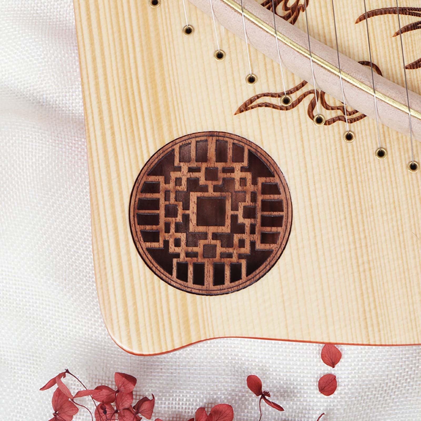 FJAUOQ Lyre Harfe Portable 24 String Harp Lyre Handgeschnitzte Tragbare Muster Mahagoni Holzinstrumente Harfe Instrument Lyre Geschenk für Musikliebhaber Studenten Anfänger,B 24 String
