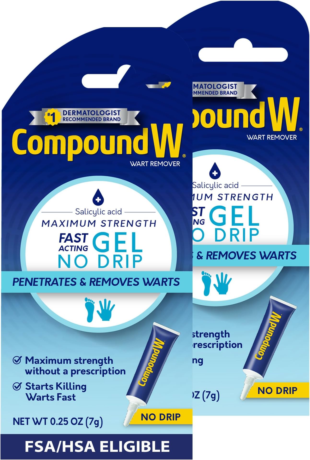 Wart Remover Fast Acting Gel, Maximum Strength Salicylic Acid,0.25oz, Pack of 2