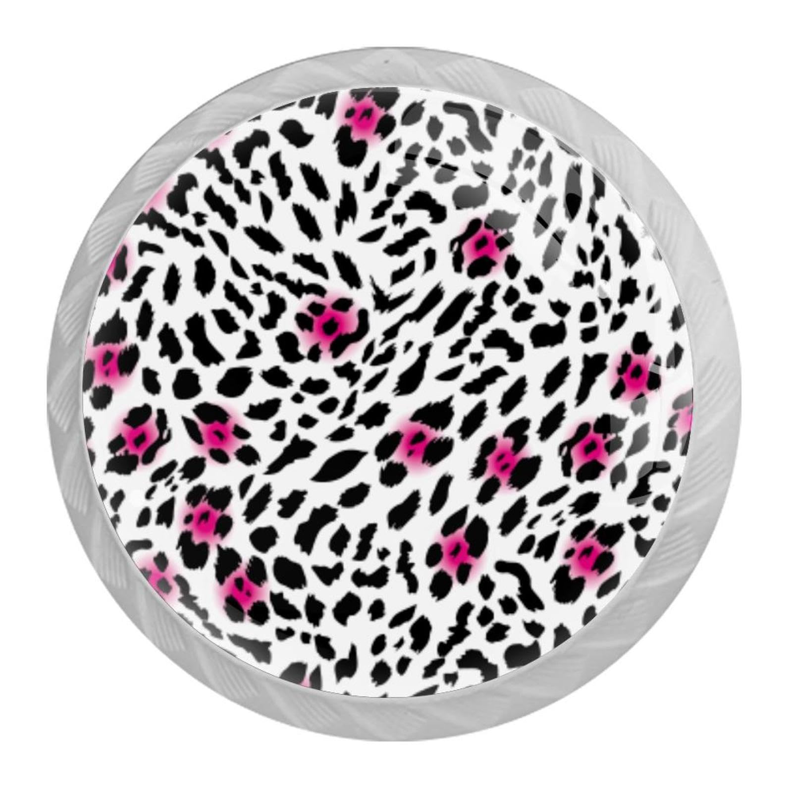 Tqmspg 4 Pieces Drawer Pulls Animal Leopard Skin Door Knobs Dresser Handles for Kitchen Wardrobe Cupboard Hardware Furniture