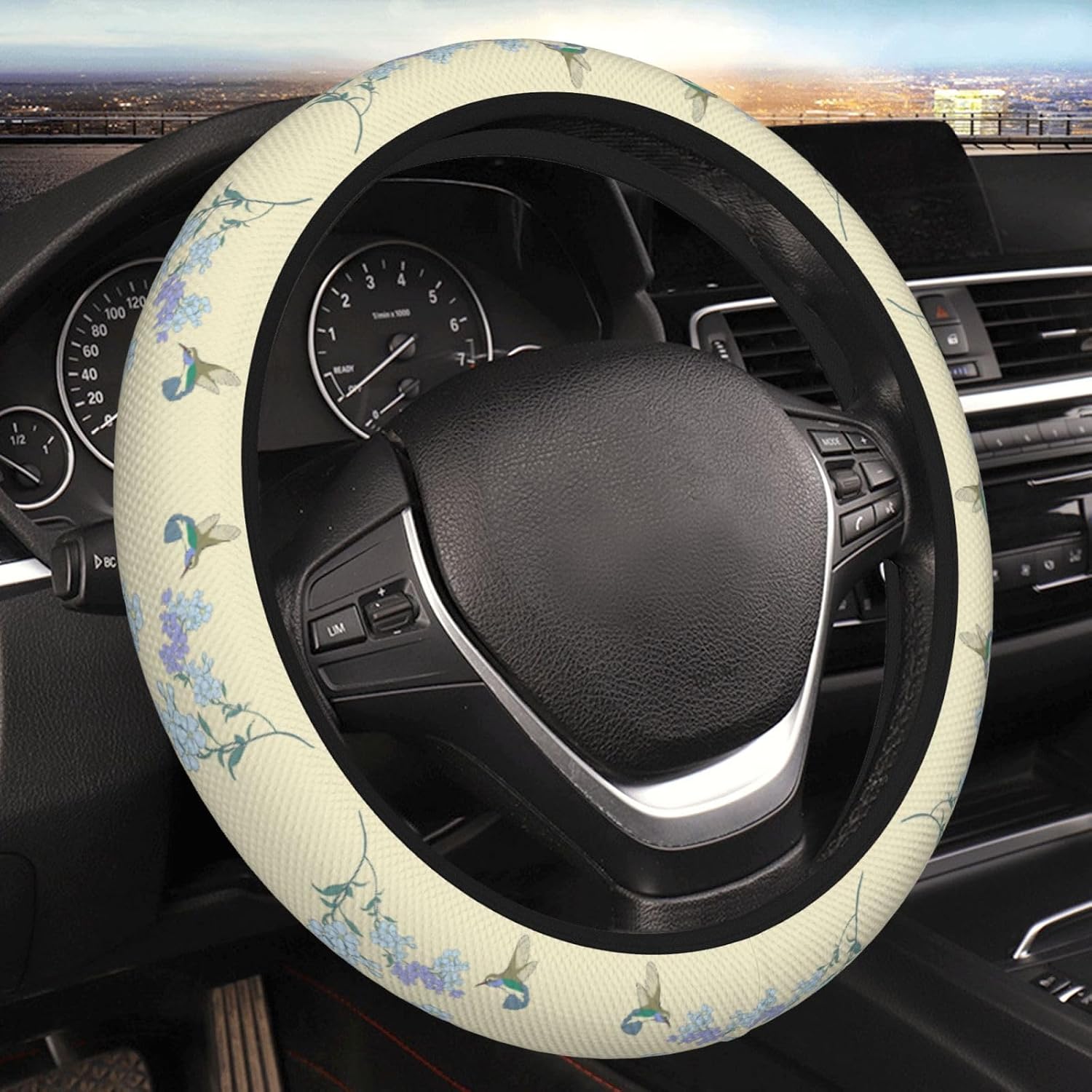 Fresh Orchids Double-Layer Thickened Steering Wheel Cover, Universal car Steering Wheel Cover (15 inches in Diameter), Steering Wheel Protective Cover,