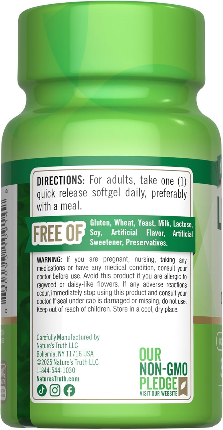 Nature's Truth Lutein and Zeaxanthin Supplement | 40mg | 30 Softgels | Non-GMO & Gluten Free - Image 7