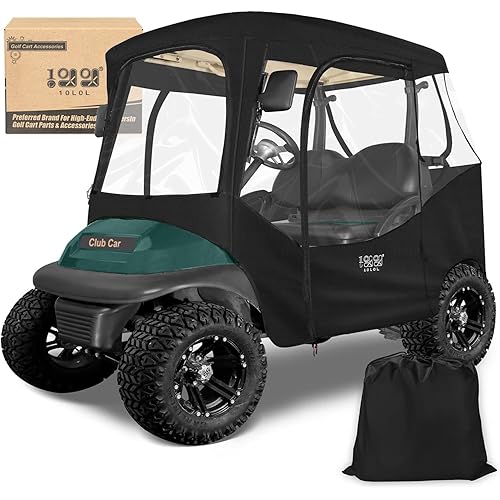 10L0L Golf Cart Driving Enclosures 2 Passenger for Club Car DS & Precedent, 4-Sided Clear Window and Oxford Cloth, Snow Golf Cart Rain Covers All Weather Waterproof Windproof
