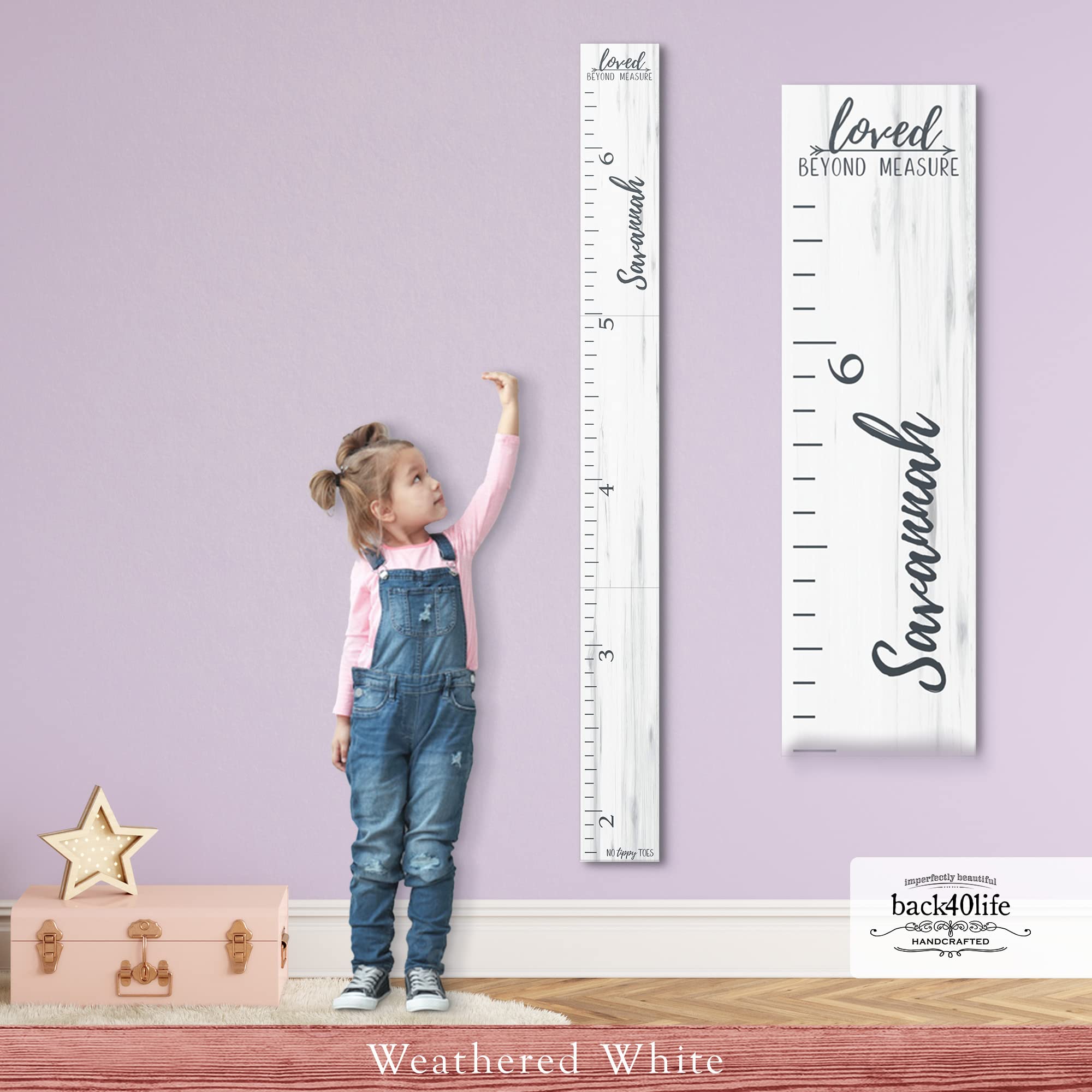 Farmhouse Style Wooden Kids Growth Chart Ruler for Boys and Girls