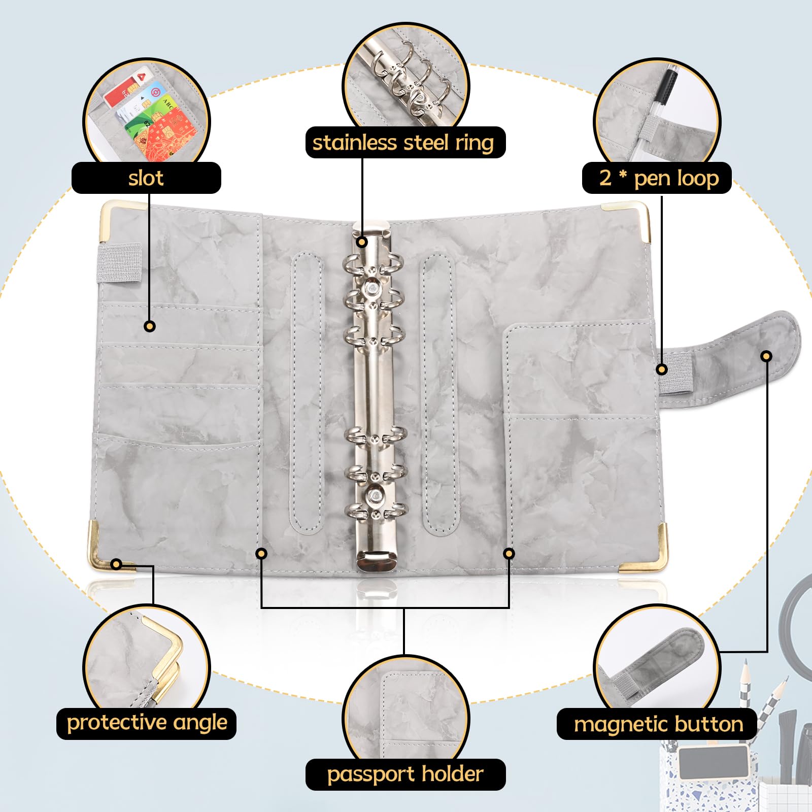 Kit De Planification Budgétaire A6 - Carnet à Anneaux Souple Avec Poches, Feuilles Et Autocollants Pour Gérer Vos Dépenses (lot De 30 Accessoires)