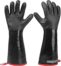 GEEKHOM 18-Inch Heat Resistant BBQ Gloves 932°F Waterproof Long Sleeve Cooking Gloves, Non-Slip Silicone Grip Grill Gloves for Grilling, Smoker, Oven, and Kitchen Use