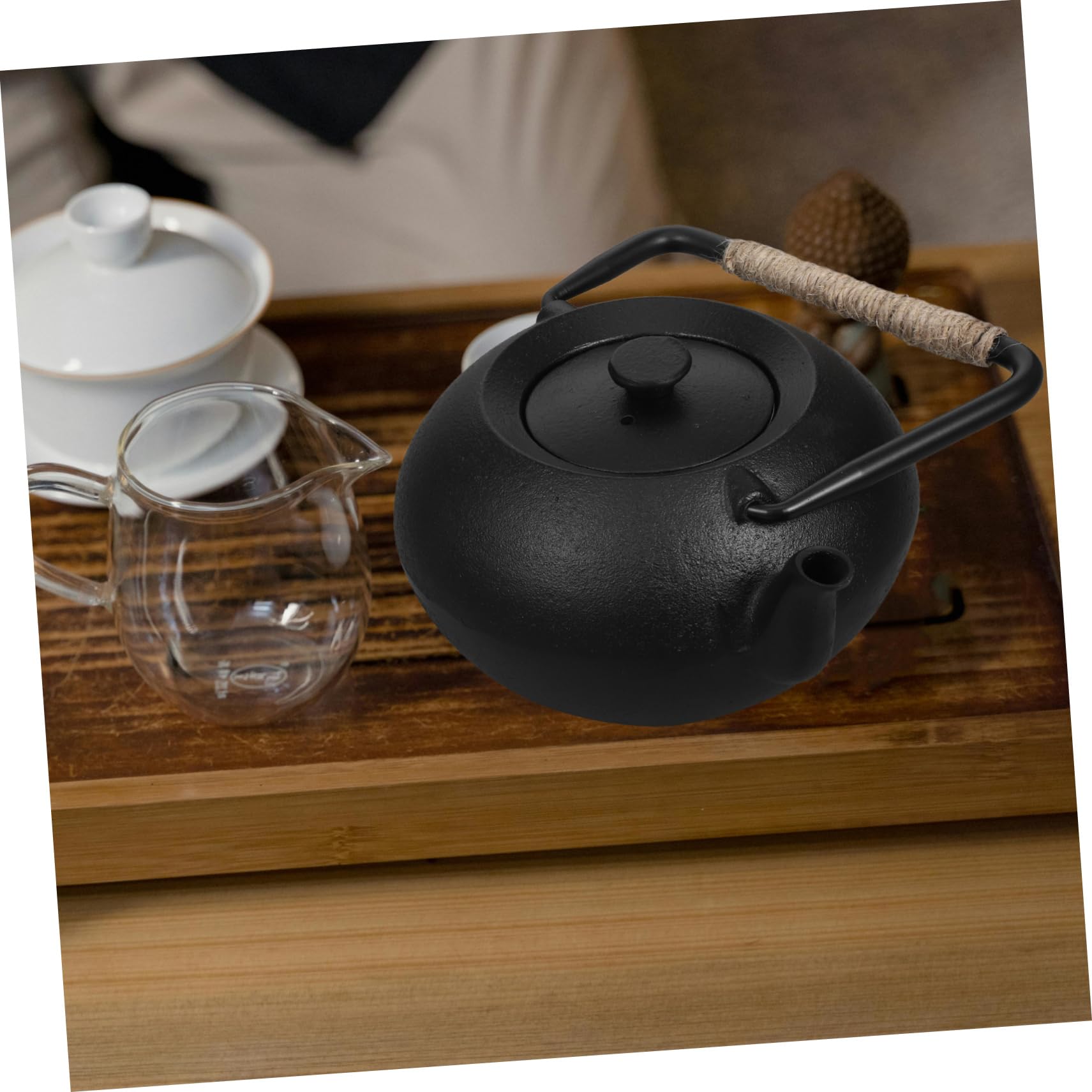 Tetera de Hierro Fundido 600ml Negra con Filtro y Asa | Infusionar Hojas Sueltas, Apta para Camping y Picnic, Hervidor Multifunción para Agua y Té
