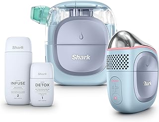 Shark FacialPro Glow at-Home Hydro-Powered Facial System with DePuffi Hot & Cold Therapy – Professional Spa Skincare Device for Pore Cleansing, Hydration, & Radiant Glow, Blue, FH320