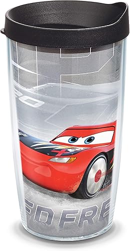 Tervis Vaso aislado de doble pared de Disney Pixar hecho en Estados Unidos Cars Speed Frenzy mantiene las bebidas frías y calientes, 16 onzas,