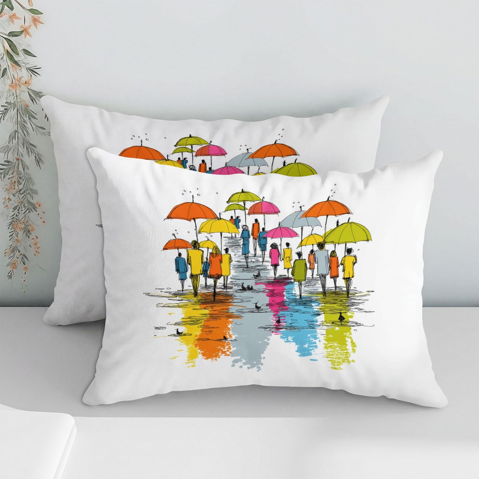 Komplet pościeli dziecięcej 200 x 200 cm deszcz uliczny parasol poszwa na kołdrę, kreskówka 3-częściowa pościel dla dziewczynki chłopca - biała poszwa na kołdrę z mikrofibry z 2 poszewkami na poduszki