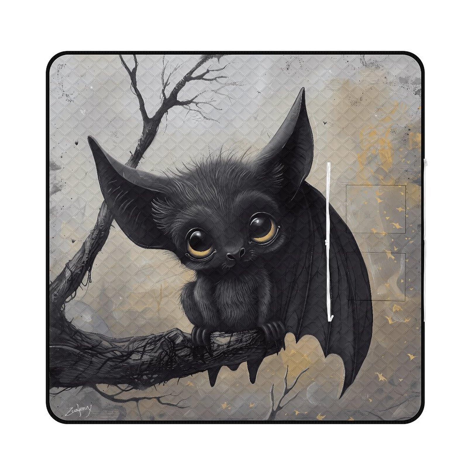 VstaDank Bat Picnic Mat 200x200cm Extra Large Picnic Blanket with Zipper Waterproof Sandproof Beach Blanket Portable Beach Mat Foldable Camping Blankets for Park Grass Lawn Travel